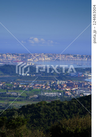 Santander and Astillero cities with industrial port and cityscape. Santander and Astillero cities with industrial port and cityscape. 124663004