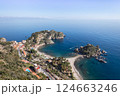 Isola Bella beach coast in Taormina, Italy 124663246