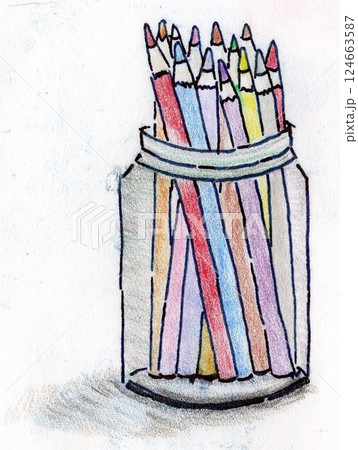 色鉛筆　スケッチ　挿絵 124663587