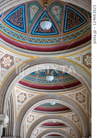 Interior of Chernivtsi National University arch corridor, Ukraine. 124663625