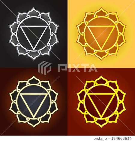 Chakra in Celtic style amulet Manipura. Illustration. 124663634