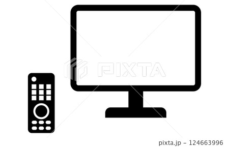 テレビとリモコンのシンプルなアイコンセット テレビとリモコンのシンプルなアイコンセット 124663996