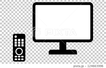 テレビとリモコンのシンプルなアイコンセット テレビとリモコンのシンプルなアイコンセット 124663996