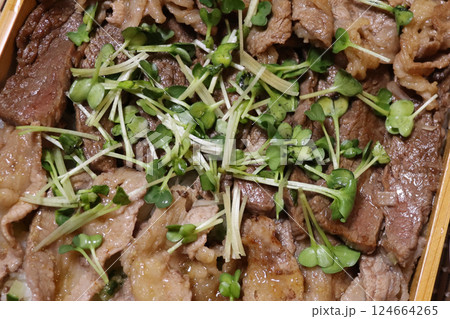 かいわれ大根を散らした甘辛豚肉炒め かいわれ大根を散らした甘辛豚肉炒め 124664265