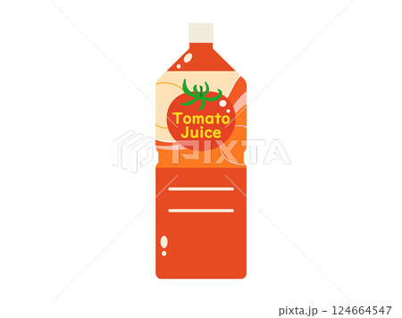ペットボトル入りのトマトジュースのイラスト　アルファベットバージョン 124664547