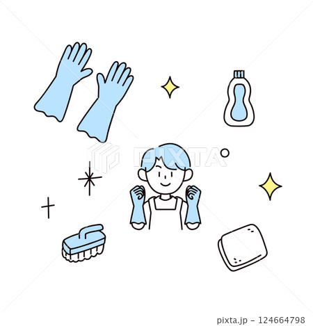 人物と掃除のイラストセット 124664798