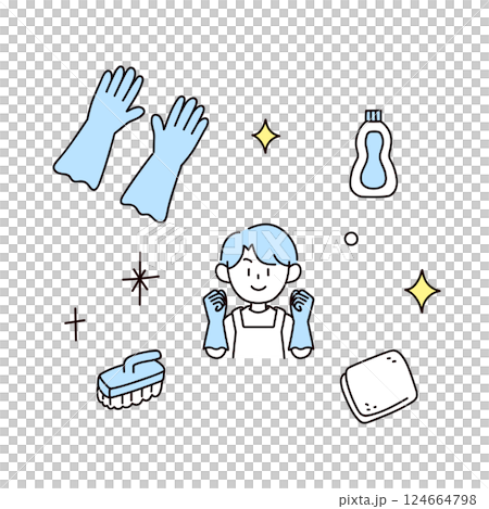 人物と掃除のイラストセット 124664798