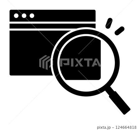 パソコンのウィンドウとルーペ 124664818