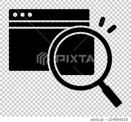 パソコンのウィンドウとルーペ 124664818