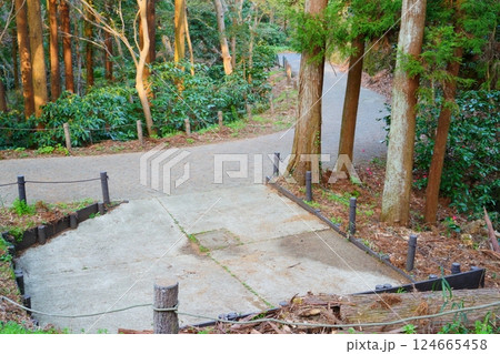 山道の途中にある駐車スペース 124665458