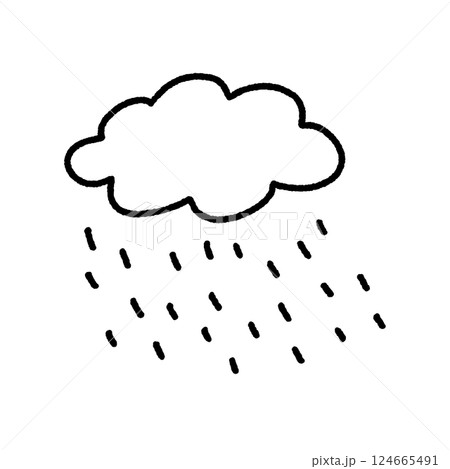 落描き風の可愛い雨雲のイラスト・梅雨・雨粒 落描き風の可愛い雨雲のイラスト・梅雨・雨粒 124665491