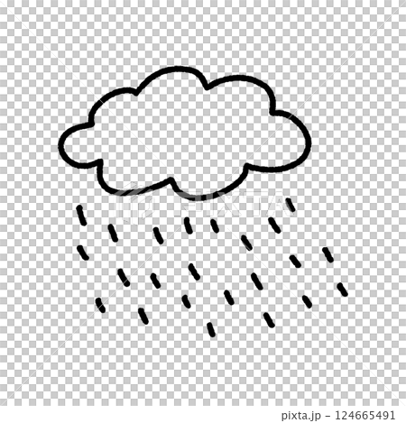 落描き風の可愛い雨雲のイラスト・梅雨・雨粒 落描き風の可愛い雨雲のイラスト・梅雨・雨粒 124665491