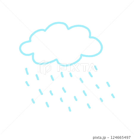 落描き風の可愛い雨雲のイラスト・梅雨・雨粒 落描き風の可愛い雨雲のイラスト・梅雨・雨粒 124665497