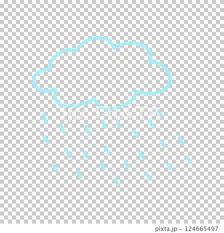 落描き風の可愛い雨雲のイラスト・梅雨・雨粒 落描き風の可愛い雨雲のイラスト・梅雨・雨粒 124665497