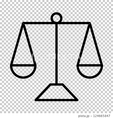 Monochrome icon of a balanced scale 124665847