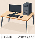 シンプルなパソコンとパソコンデスク 124665852