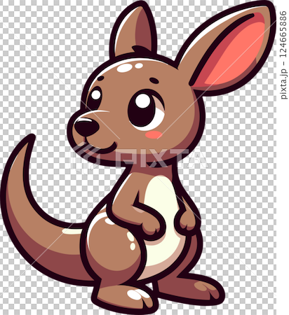 可愛的袋鼠插圖 124665886