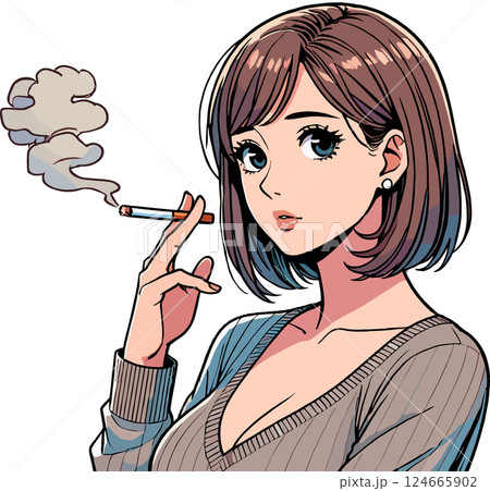 シンプルな喫煙女性のイラスト 124665902