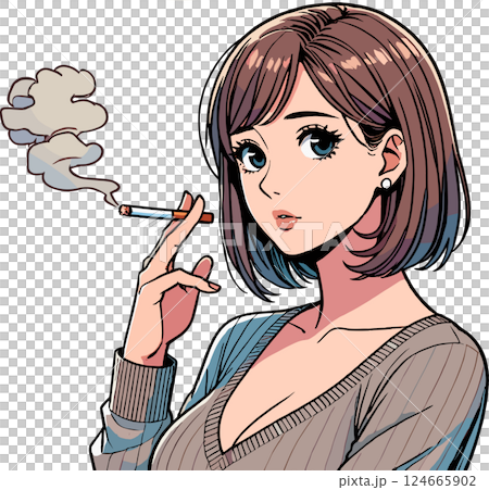 シンプルな喫煙女性のイラスト 124665902