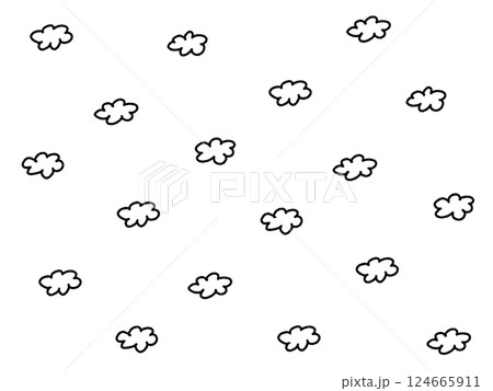 落描き風の可愛い雲の背景イラスト 124665911