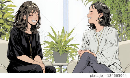 積極的な会話の多いポジティブな職場：社員たちが互いに積極的な意見を交わしている