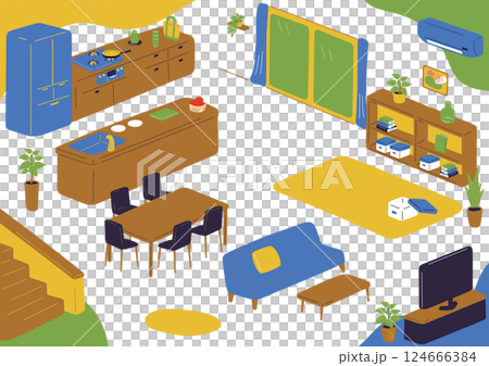 リビングルームの風景 124666384
