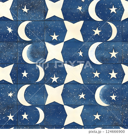 night sky pattern stars and moons 124666900