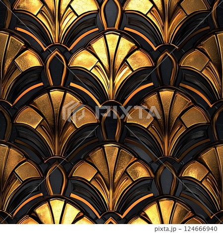 art deco gold and black pattern art deco gold and black pattern 124666940