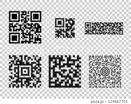 一組各種類型的二維碼插圖 124667705