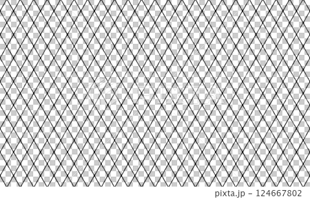 アンティーク風のクロスした部分がたわんだ縦長のひし形の網目 124667802