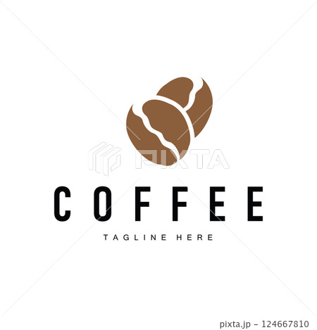 coffee drink logo design with glass and coffee bean with delicious aroma with simple template illustration symbol 124667810