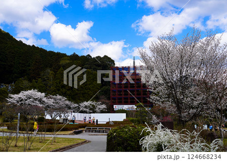 瑠璃光寺庭園から見える五重塔 124668234