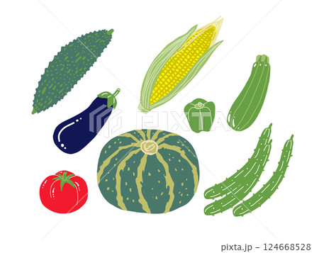 夏野菜のイラスト素材セット 124668528