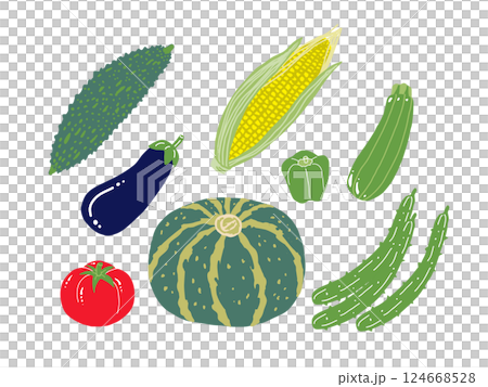 夏野菜のイラスト素材セット 124668528