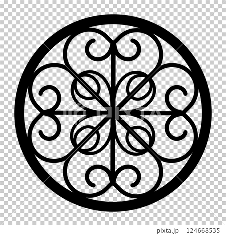 黑色圓形幾何圖案插畫 黑色圓形幾何圖案插畫 124668535