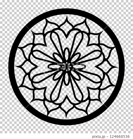 黑色圓形幾何圖案插畫 黑色圓形幾何圖案插畫 124668536