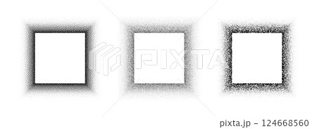 Black stippled square frame set. Dotted gradient border collection. Rectangle picture holders for banner template, copy space, collage, emblem, poster, box. Vector stipple frame element bundle Black stippled square frame set. Dotted gradient border collection. Rectangle picture holders for banner template, copy space, collage, emblem, poster, box. Vector stipple frame element bundle 124668560