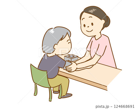 血圧測定をする看護師 124668691