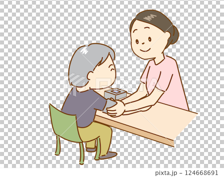 血圧測定をする看護師 124668691