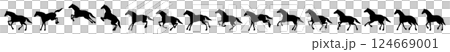 歩く馬と飛ぶ馬と立ち上がる馬のシルエットセット 歩く馬と飛ぶ馬と立ち上がる馬のシルエットセット 124669001