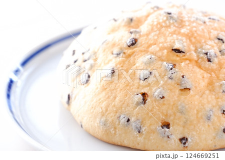 チョコレートがたくさん入った、チョコチップ入りのメロンパン チョコレートがたくさん入った、チョコチップ入りのメロンパン 124669251