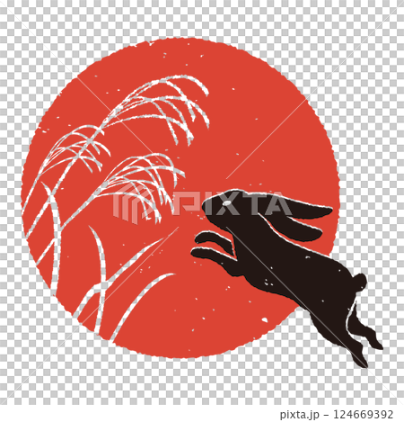 滿月和跳躍的兔子,銀草的輪廓 滿月和跳躍的兔子,銀草的輪廓 124669392