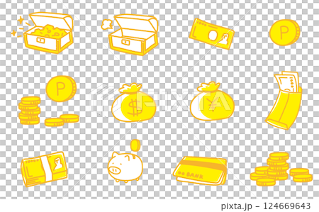 Loose and cute money illustration set 124669643