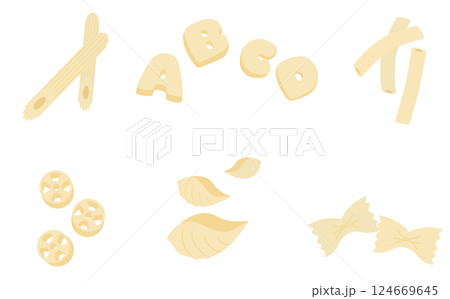 ショートパスタのイラストセット 124669645
