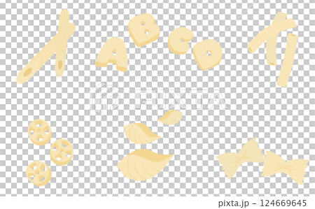 ショートパスタのイラストセット 124669645