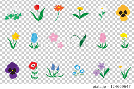 可愛的春花簡單插畫集 可愛的春花簡單插畫集 124669647