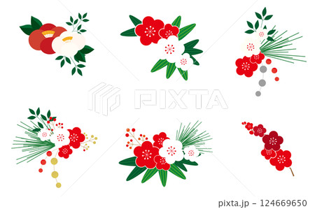 冬の花の装飾イラストセット 冬の花の装飾イラストセット 124669650