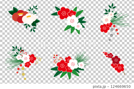 冬の花の装飾イラストセット 冬の花の装飾イラストセット 124669650