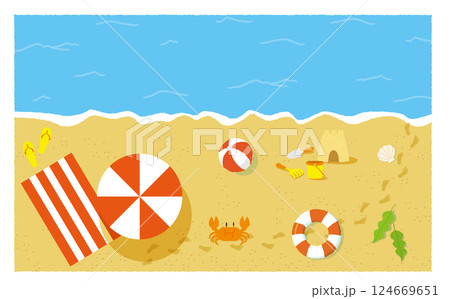 ビーチのシンプルなイラストセット 124669651