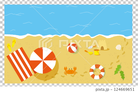 ビーチのシンプルなイラストセット 124669651